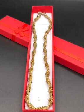 Vintage Sarah Coventry Gold Tone Double Twisted Rope Mesh Necklace